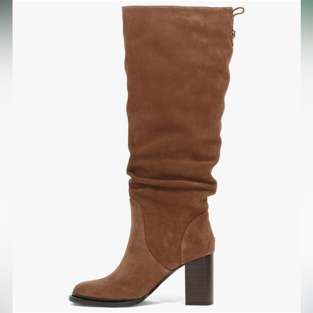 🆕 FRYE Wide Calf Alex Tall Boot Brown Suede Knee High Boho Vintage Style Heel 10 - Picture 9 of 12